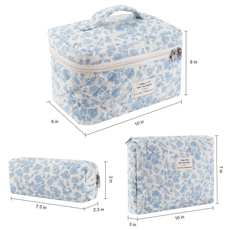 Three-Piece Floral Cosmetic Bag Large Capacity Cosmetic Storage Bag Handbag Popular Portable Travel Bag - Image 2